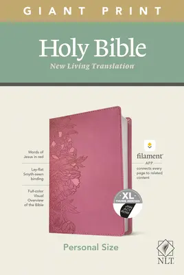 NLT Personal Size Giant Print Bible, Filament Enabled Edition (Piros betűs, Leatherlike, Peony Pink, Indexelt) - NLT Personal Size Giant Print Bible, Filament Enabled Edition (Red Letter, Leatherlike, Peony Pink, Indexed)