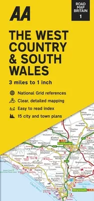 Útitérkép Nagy-Britannia: West Country és Dél-Wales - Road Map Britain: The West Country & South Wales