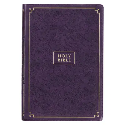 KJV Szent Biblia, óriás nyomtatású, teljes méretű műbőr vörös betűs kiadás - hüvelykujj index és szalag jelölő, King James Version, lila virágos - KJV Holy Bible, Giant Print Full-Size Faux Leather Red Letter Edition - Thumb Index & Ribbon Marker, King James Version, Purple Floral