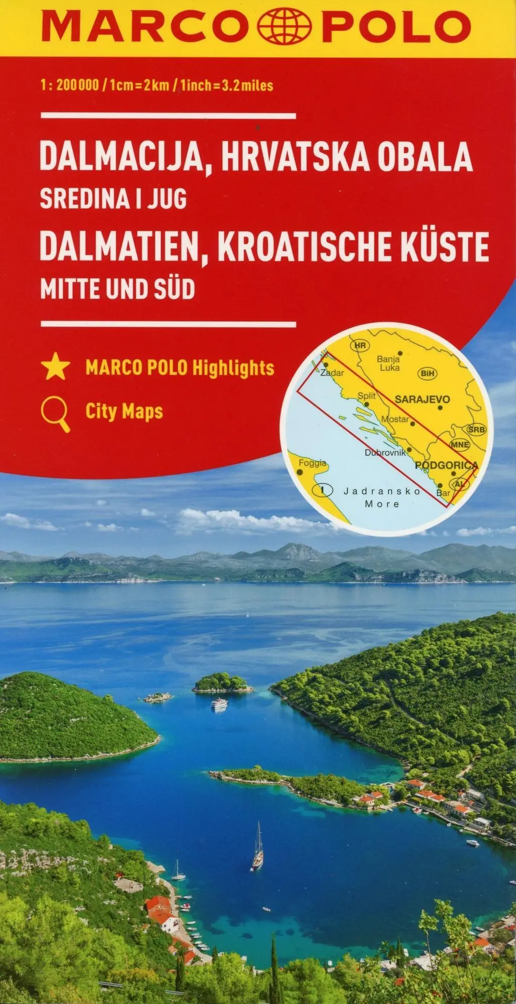 Horvátország Dalmát tengerpart Marco Polo térkép - Croatia Dalmatian Coast Marco Polo Map