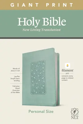 NLT Personal Size Giant Print Bible, Filament Enabled Edition (Piros betűs, Leatherlike, Floral Frame Teal) - NLT Personal Size Giant Print Bible, Filament Enabled Edition (Red Letter, Leatherlike, Floral Frame Teal)