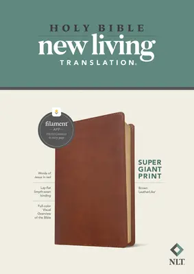 NLT Super Giant Print Bible, Filament Enabled Edition (Piros betűs, Leatherlike, Barna) - NLT Super Giant Print Bible, Filament Enabled Edition (Red Letter, Leatherlike, Brown)