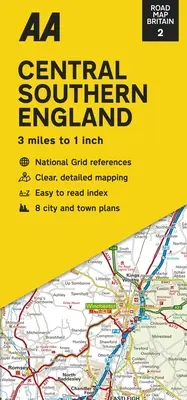 Útitérkép Nagy-Britannia: Közép-Dél-Anglia - Road Map Britain: Central Southern England