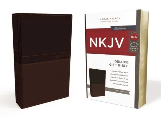 NKJV, Deluxe ajándék Biblia, műbőr, barna színű, piros betűs kiadás - NKJV, Deluxe Gift Bible, Imitation Leather, Tan, Red Letter Edition