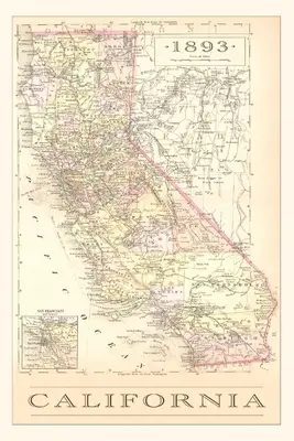 A Vintage Journal 1893 Kalifornia térképe - The Vintage Journal 1893 Map of California