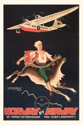 Vintage Journal Norvégia, ember a karibu utazási poszter - Vintage Journal Norway, Man on Caribou Travel Poster