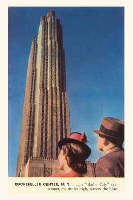 Vintage Journal Turisták az RCA épületet bámulják, New York City - Vintage Journal Tourists Gazing at RCA Building, New York City
