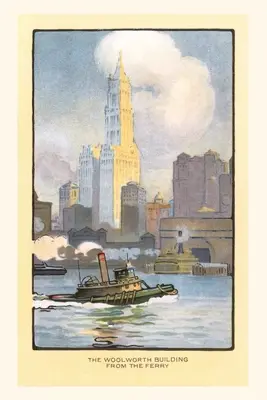 Vintage Journal A Woolworth épület festménye a kompról, New York City - Vintage Journal Painting of Woolworth Building from Ferry, New York City