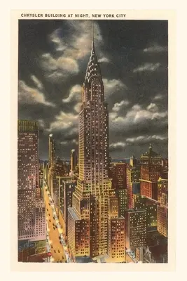 Vintage Journal Hold a Chrysler Building felett, New York City - Vintage Journal Moon over Chrysler Building, New York City