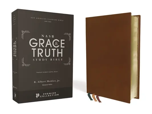 Nasb, a Grace and Truth Study Bible, Prémium kecskebőr, barna, Premier Collection, fekete betűs, 1995-ös szöveg, művészi aranyozott szegélyek, Comfort Print - Nasb, the Grace and Truth Study Bible, Premium Goatskin Leather, Brown, Premier Collection, Black Letter, 1995 Text, Art Gilded Edges, Comfort Print