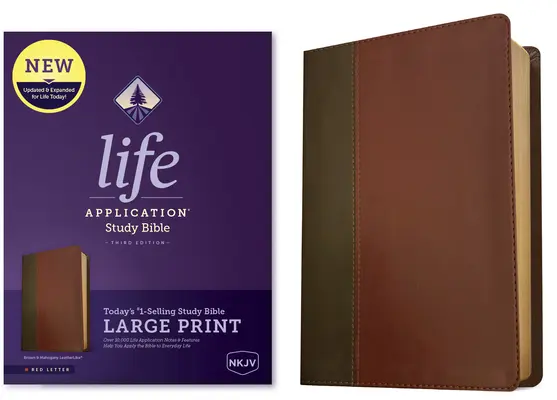 NKJV Life Application Study Bible, Third Edition, Large Print (Red Letter, Leatherlike, Brown/Mahogany)