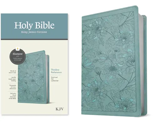 KJV Thinline Reference Bible, Filament Enabled Edition (Piros betűs, Leatherlike, Floral Leaf Teal) - KJV Thinline Reference Bible, Filament Enabled Edition (Red Letter, Leatherlike, Floral Leaf Teal)