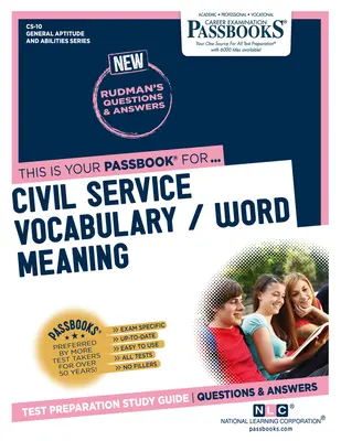 Közszolgálati szókincs / szó jelentése (CS-10): Passbooks Study Guide (Útikönyvek tanulmányi útmutatója) - Civil Service Vocabulary / Word Meaning (CS-10): Passbooks Study Guide