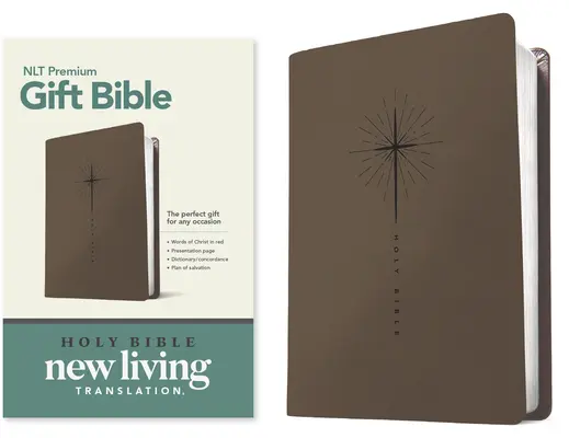 Prémium ajándék Biblia NLT (Piros betűs, bőrszerű, csillagkereszt Taupe) - Premium Gift Bible NLT (Red Letter, Leatherlike, Star Cross Taupe)