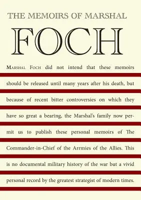 Foch marsall emlékiratai - The Memoirs of Marshal Foch