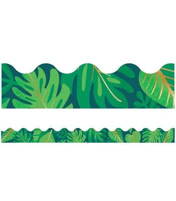 One World trópusi levelek Scalloped Bulletin Board határok - One World Tropical Leaves Scalloped Bulletin Board Borders