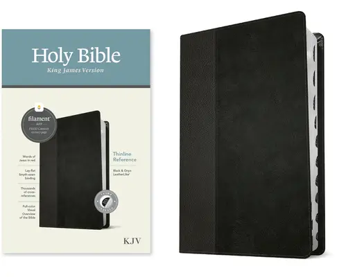 KJV Thinline Reference Bible, Filament Enabled Edition (Red Letter, Leatherlike, Black/Onyx, Indexed)