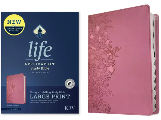 KJV Life Application Study Bible, Third Edition, Large Print (Piros betűs, Leatherlike, Peony Pink, Indexelt) - KJV Life Application Study Bible, Third Edition, Large Print (Red Letter, Leatherlike, Peony Pink, Indexed)