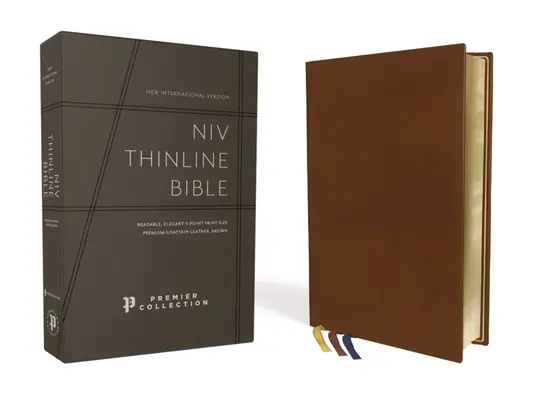 Niv, Vékonyvonalas Biblia, Prémium kecskebőr, Barna, Premier Collection, Fekete betű, Művészi aranyozott szegélyek, Comfort nyomtatás - Niv, Thinline Bible, Premium Goatskin Leather, Brown, Premier Collection, Black Letter, Art Gilded Edges, Comfort Print