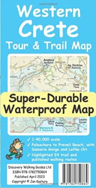 Nyugat-Kréta túra és túraútvonal szuperkemény térkép - Western Crete Tour & Trail Super-Durable Map