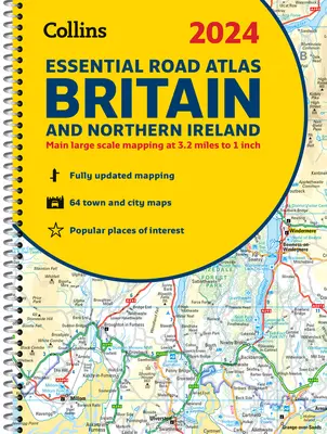 2024 Collins Essential Road Atlas Britain and Northern Ireland: A4 spirál - 2024 Collins Essential Road Atlas Britain and Northern Ireland: A4 Spiral