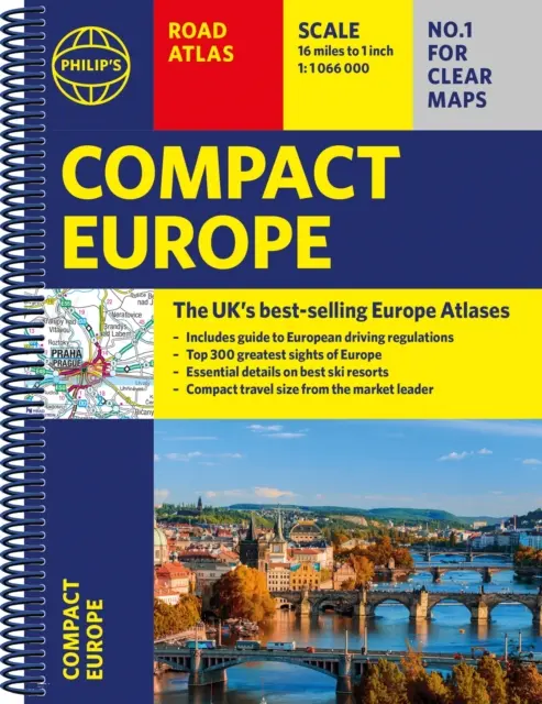 Philip's Compact Atlas Europe - A5 spirál kötés - Philip's Compact Atlas Europe - A5 Spiral binding