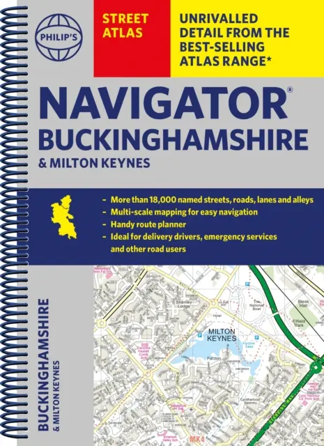 Philip's Navigator Street Atlas Buckinghamshire és Milton Keynes utcai atlasza - Philip's Navigator Street Atlas Buckinghamshire and Milton Keynes