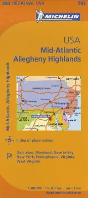 Michelin Usa: Közép-Atlanti-óceán, Allegheny Highlands térkép 582 - Michelin Usa: Mid-Atlantic, Allegheny Highlands Map 582