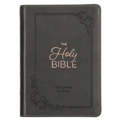 KJV Szent Biblia, Kompakt, nagyméretű, műbőr, piros betűs kiadás - szalagjelölő, King James Version, szürke - KJV Holy Bible, Compact Large Print Faux Leather Red Letter Edition - Ribbon Marker, King James Version, Gray