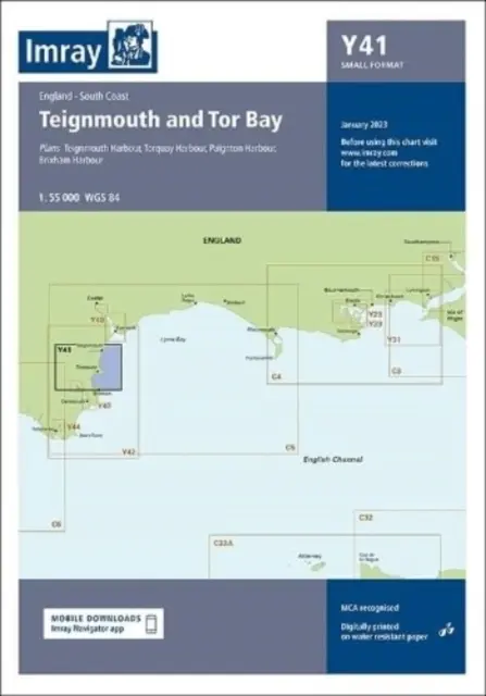 Imray Y41-es térkép - Teignmouth és a Tor-öböl (kis formátumú) - Imray Chart Y41 - Teignmouth and Tor Bay (Small Format)