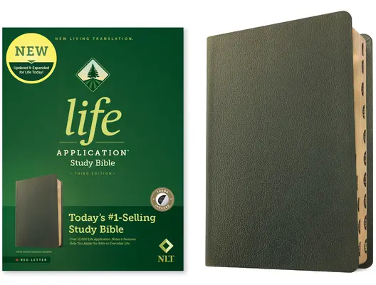 NLT Life Application Study Bible, harmadik kiadás (valódi bőr, olajzöld, indexelt, piros betűs) - NLT Life Application Study Bible, Third Edition (Genuine Leather, Olive Green, Indexed, Red Letter)