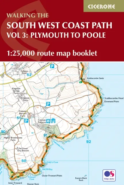 South West Coast Path térképfüzet - 3. kötet: Plymouth-tól Poole-ig - 1:25 000 OS útvonaltérképezés - South West Coast Path Map Booklet - Vol 3: Plymouth to Poole - 1:25,000 OS Route Mapping