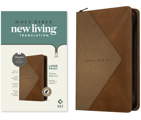 NLT Large Print Thinline Thinline Reference Zipper Bible, Filament Enabled Edition (Leatherlike, Messenger Stone & Camel, Indexed) - NLT Large Print Thinline Reference Zipper Bible, Filament Enabled Edition (Leatherlike, Messenger Stone & Camel, Indexed)