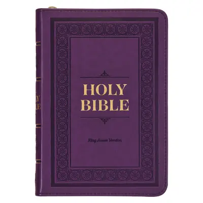 KJV Szent Biblia, Kompakt műbőr vörös betűs kiadás - szalagjelölő, King James Version, lila, cipzáras záródással - KJV Holy Bible, Compact Faux Leather Red Letter Edition - Ribbon Marker, King James Version, Purple, Zipper Closure