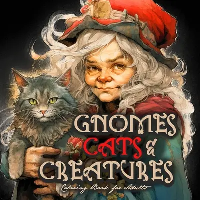 Törpék, macskák és lények színezőkönyv felnőtteknek: Gnomes Coloring Book Portrait Cats Coloring Book for Adults Fantasy Coloring Book Magic - Gnomes, Cats and Creatures Coloring Book for Adults: Gnomes Coloring Book Portrait Cats Coloring Book for Adults Fantasy Coloring Book Magic