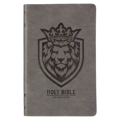 KJV Szent Biblia, Ajándék kiadás fiúknak King James Version, műbőr rugalmas borító, faszénszürke oroszlán embléma - KJV Holy Bible, Gift Edition for Boys King James Version, Faux Leather Flexible Cover, Charcoal Gray Lion Emblem