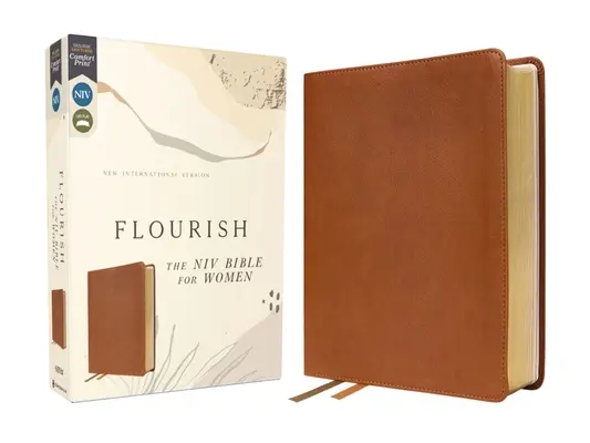 Flourish: NIV Biblia nőknek, bőrpuha, barna, Comfort Print - Flourish: The NIV Bible for Women, Leathersoft, Brown, Comfort Print