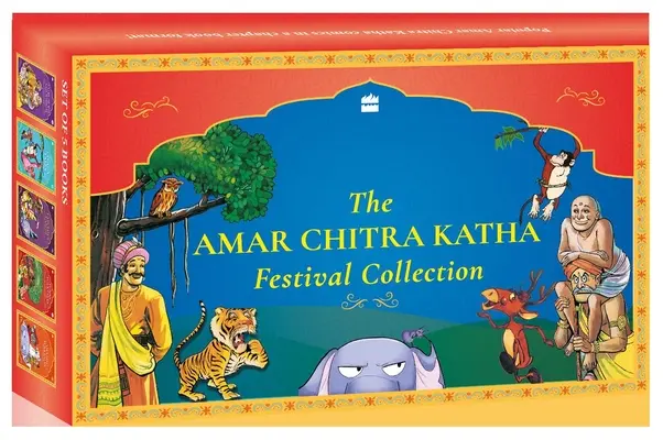 Amar Chitra Katha fesztiválgyűjtemény - 5 könyvet tartalmazó óndobozban - Amar Chitra Katha Festival Collection - Tin box containing 5 books