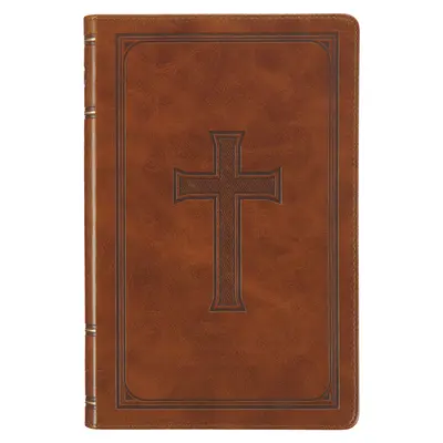 KJV Szent Biblia, Standard méretű műbőr Red Letter Edition hüvelykujj index, szalagjelölő, King James Version, mézbarna kereszt embléma, mézbarna kereszt embléma - KJV Holy Bible, Standard Size Faux Leather Red Letter Edition Thumb Index, Ribbon Marker, King James Version, Honey Brown Cross Emblem