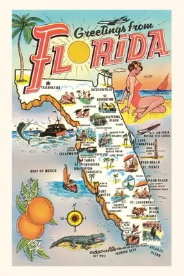 Vintage Journal Üdvözlet Florida, térkép - Vintage Journal Greetings from Florida, Map