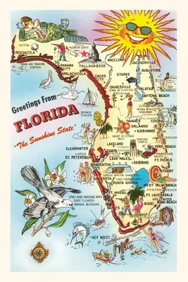 Vintage Journal térkép Florida látnivalók - Vintage Journal Map of Florida Attractions