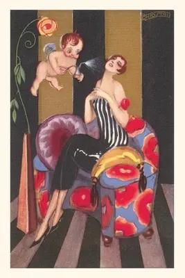 Vintage Journal Flapper permetezett parfüm-hordozó Cherub - Vintage Journal Flapper Sprayed by Perfume-Bearing Cherub