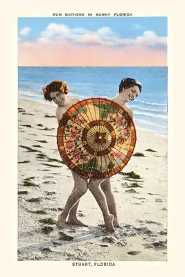 Vintage Journal Nők napernyővel a strandon, Stuart, Florida - Vintage Journal Women with Parasol on Beach, Stuart, Florida