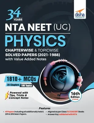 34 év NTA NEET (UG) Fizika fejezetenként és témánként megoldott papírok (2021 - 1988) hozzáadott értékű jegyzetekkel 16. kiadás - 34 Years NTA NEET (UG) PHYSICS Chapterwise & Topicwise Solved Papers (2021 - 1988) with Value Added Notes 16th Edition