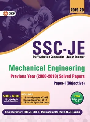 SSC JE gépészmérnöki képzés junior mérnökök számára Előző évi megoldott feladatok (2008-18), 2018-19 az I. papírhoz - SSC JE Mechanical Engineering for Junior Engineers Previous Year Solved Papers (2008-18), 2018-19 for Paper I