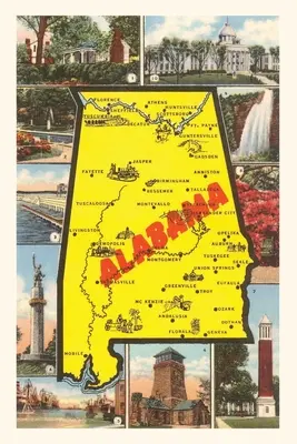 Vintage Journal Alabama térkép és jelenetek - Vintage Journal Alabama Map and Scenes