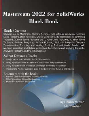 Mastercam 2022 for SolidWorks fekete könyv (színezett) - Mastercam 2022 for SolidWorks Black Book