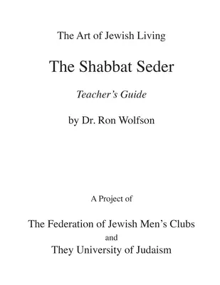 Sabbat-széder tanári kézikönyv - Shabbat Seder Teacher's Guide