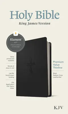 KJV Premium Value Thinline Bible, Filament Enabled Edition (Piros betűs, Leatherlike, Fekete sugárzó kereszt) - KJV Premium Value Thinline Bible, Filament Enabled Edition (Red Letter, Leatherlike, Black Radiant Cross)