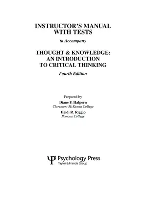Gondolat és tudás: Bevezetés a kritikai gondolkodásba - Thought and Knowledge: An Introduction to Critical Thinking